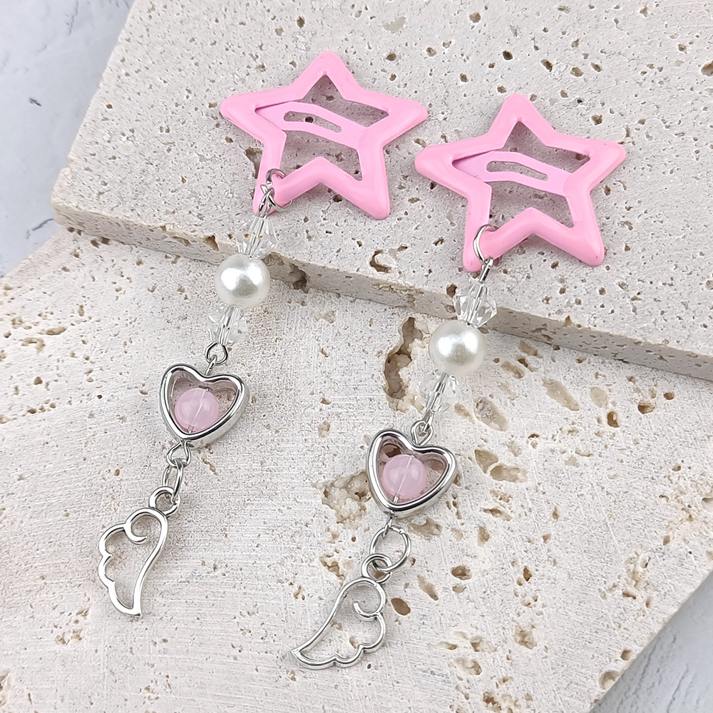 2pcs/set INS Trendy Side Hair Clip Sweet Cool Handmade Star Butterfly Hairpin Fashion Tassel Creative Cute Hair Accessories