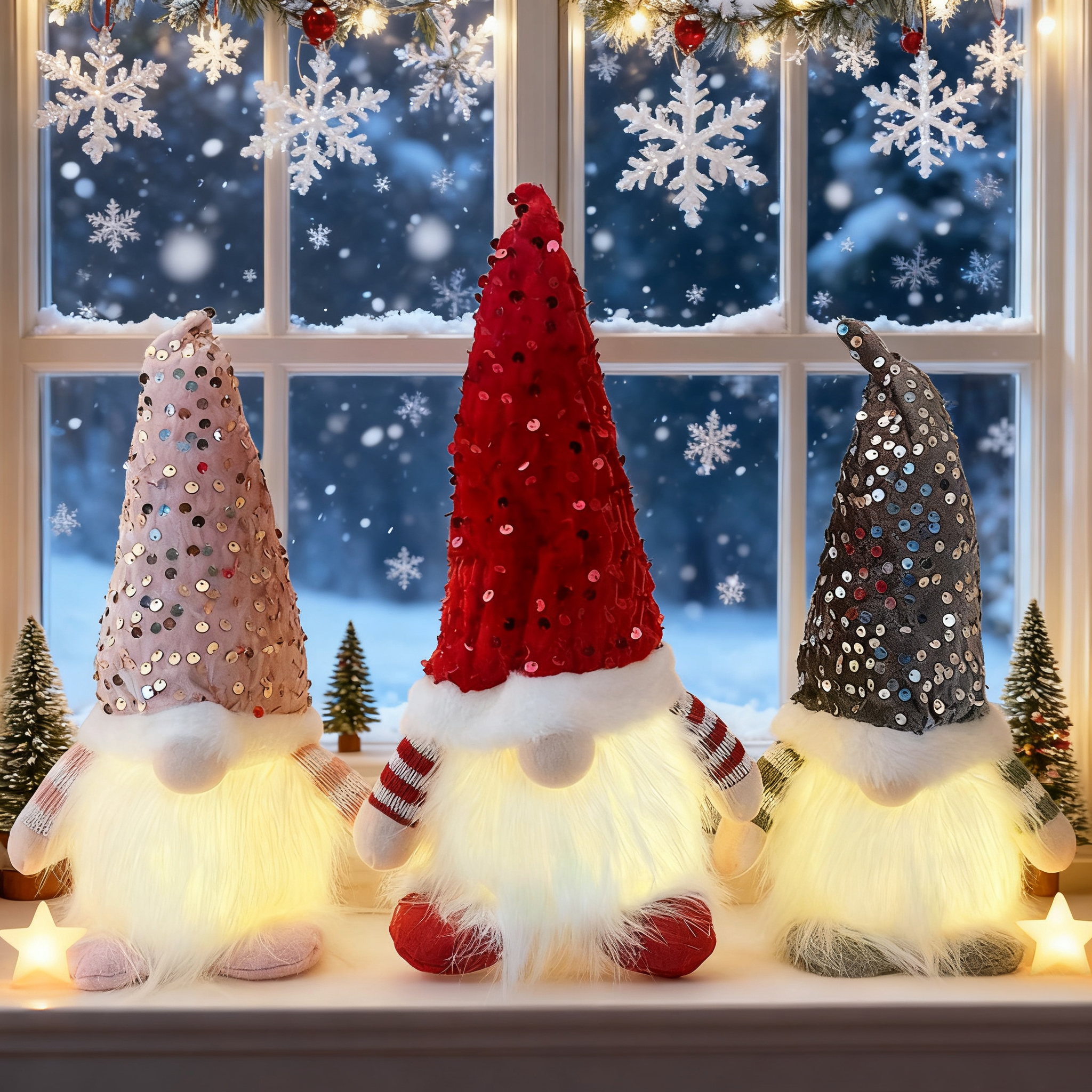 Sequins Gnome Doll Festive Ornaments Plush Gnome Rudolph Doll Decorations for Valentine's Day New Year
