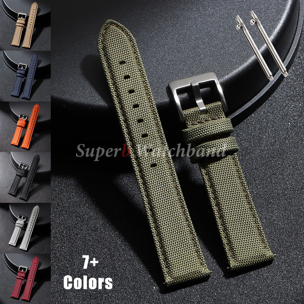 Premium Sailcloth Leather Watch Strap 22mm 20mm for Omega for Seiko Fabric Nylon Watchband Qucik Release Wrist Band Accessories