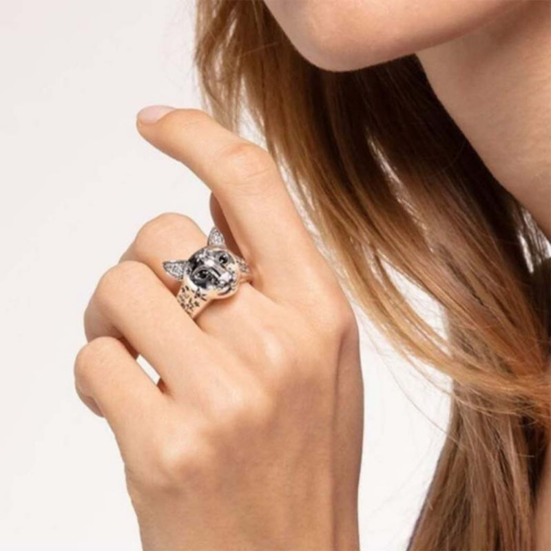 Silver Plated Cute Cat Rings for Women Crystal Zircon Carved Star Fashion Creative Finger Ring Women Party Boho