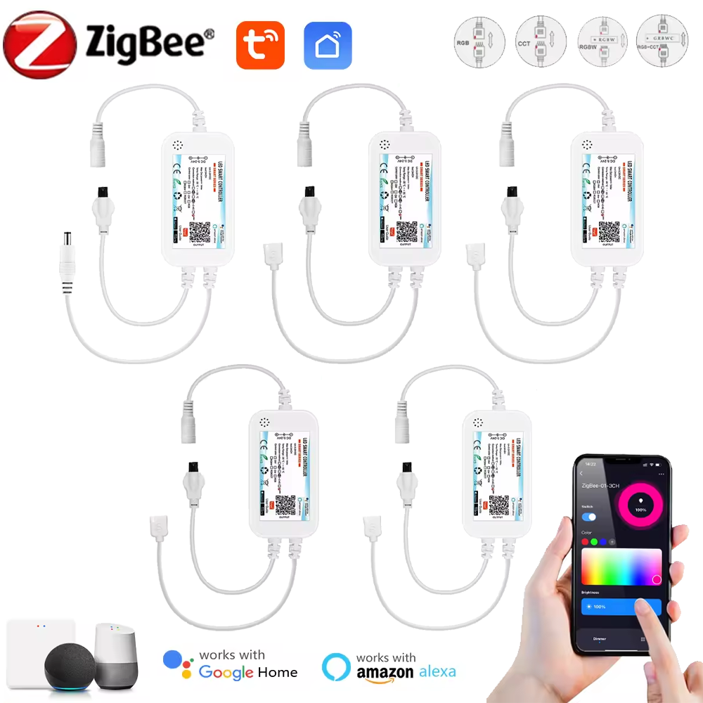 DC12V-24V Zigbee 3.0 WiFi LED Strip Light Controller CCT RGB Single Color For LED Strip Alexa Assistant Smartthings