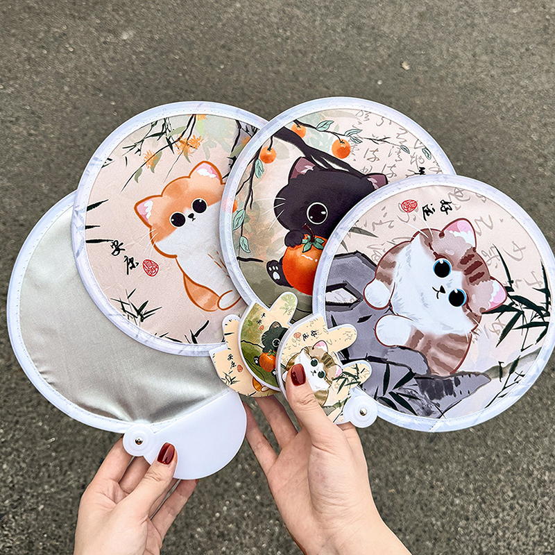 Kid-Friendly Folding Fan, Portable and Cool Summer Disk, Cute Cartoon Kawaii Pocket Cloth Fan