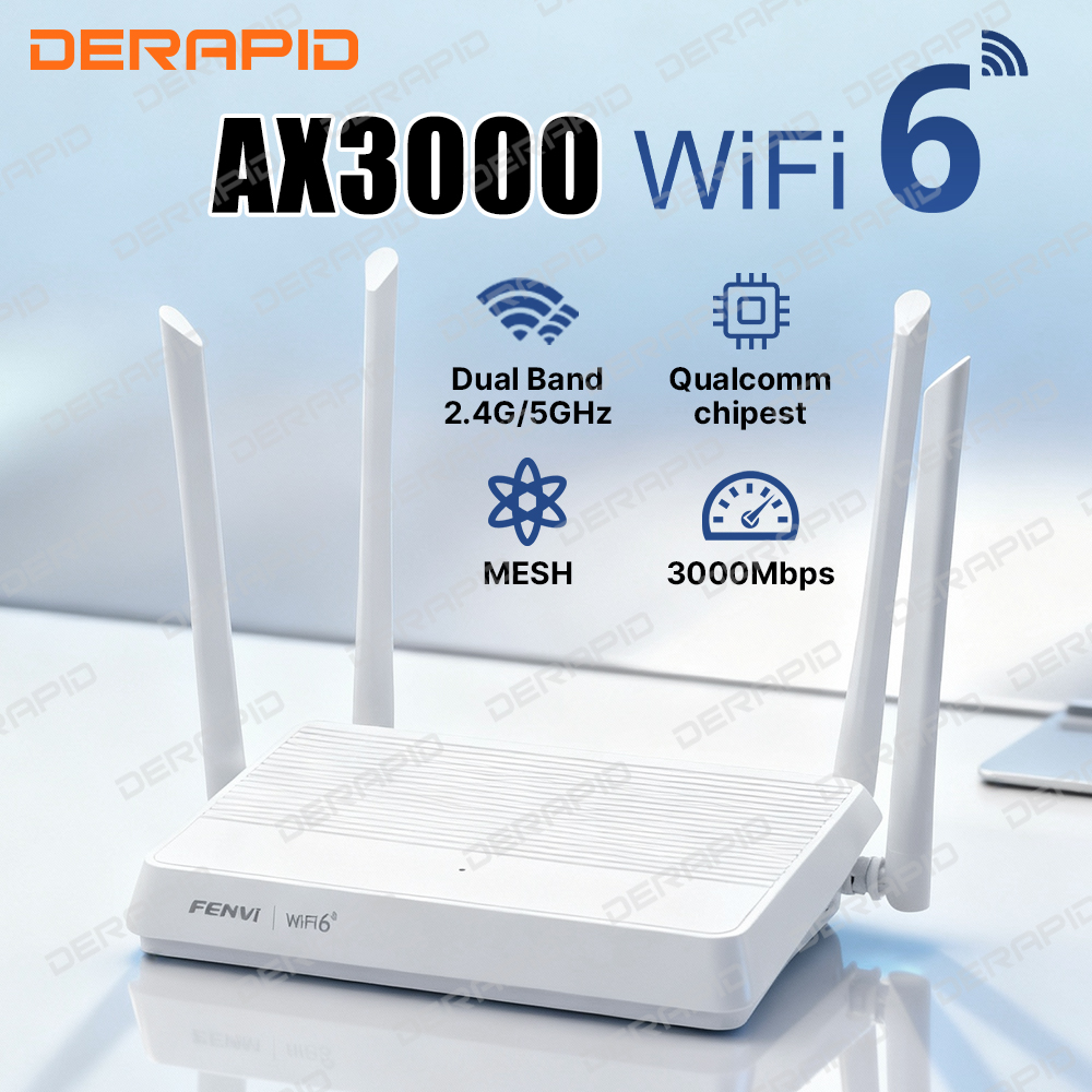 FENVI AX3000 WiFi 6 Mesh Repeater Wireless Range Extender 2.4G/5GHz 4 High Gain Antennas Gigabit Signal Amplifier for Home