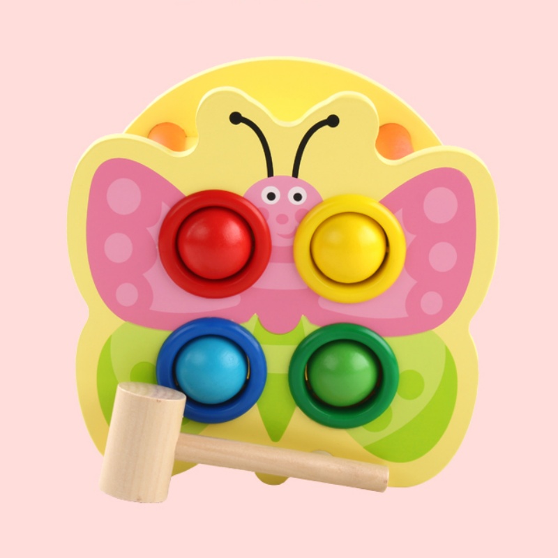 Wooden Pounding Bench Baby Workbench Pound Ball Toy Montessori Toy Color Matching Hand Eye Coordination Fine Motor Training