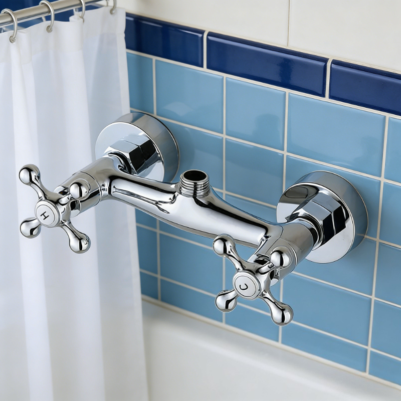 Wall Mounted Cold Hot Water Mixer 304 Stainless Steel Triple Valve Nozzle Tap Bathtub Faucet Bathroom Shower Faucet