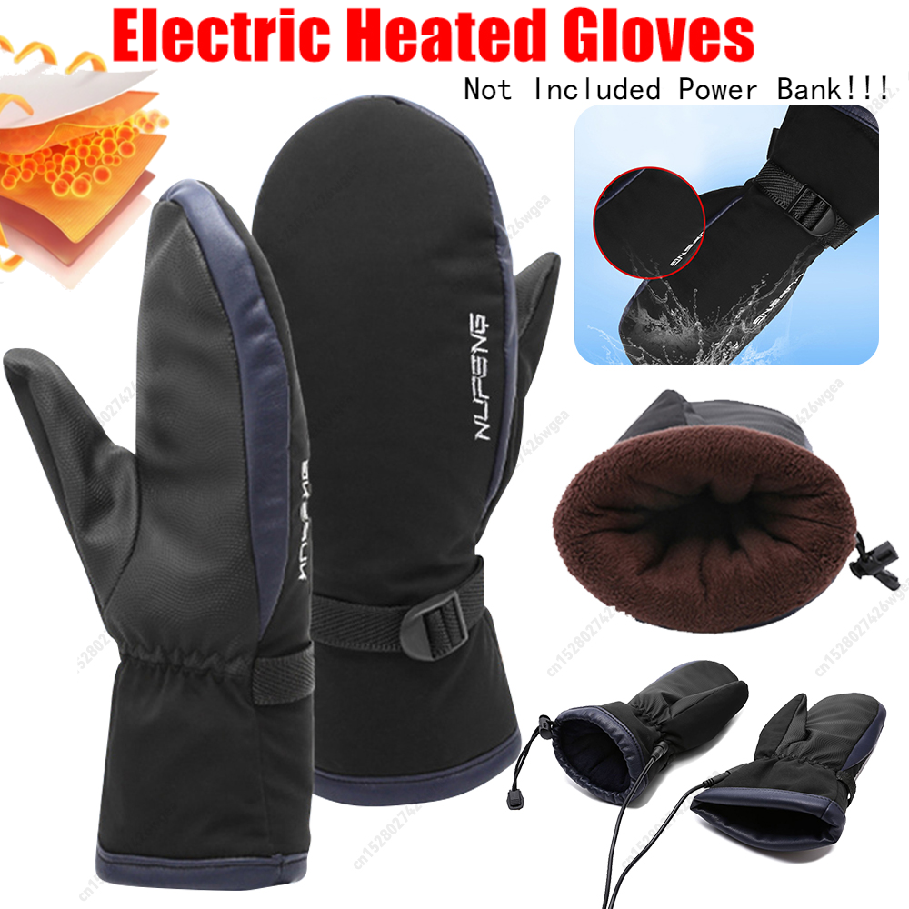1 Pair Hand Warmer Gloves USB Charging Electric Heated Gloves 3 Gear Temperature Waterproof for Climbing Hiking Cycling