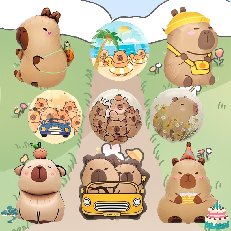 1pcs Cute Cartoon Animal Capybara Aluminum Foil Balloon Child Birthday Party Decoration Foil Balloon Baby Shower Gift Supplies