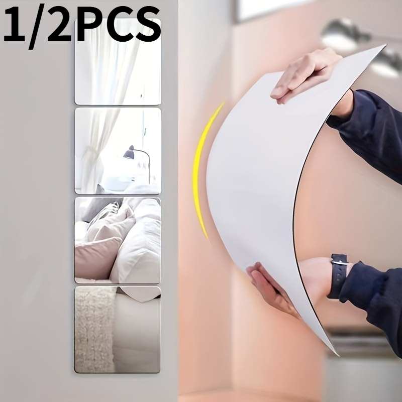 1/2PCS Acrylic Mirror Set - Shatterproof, Polished Wall Decor for Home Gym, Bedroom & Bathroom, makeup mirror