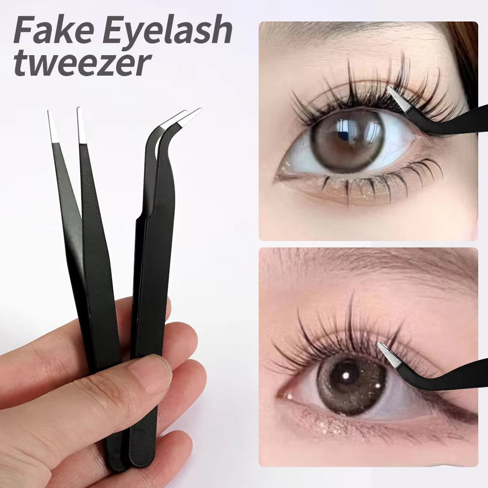 1/2pcs Stainless Steel Tweezer With Slant Beauty Tools For Eyelash Tweezer Ingrown Hair Removal Clip Grafting Eyelash Tweezers dr. eyemo