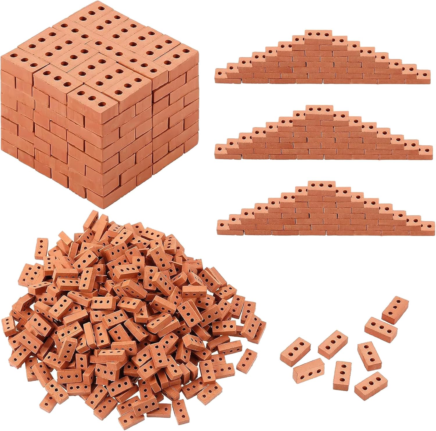 50 Pieces Mini Tiny Bricks for Landscaping Red Miniature Bricks Model Brick Small Wall Bricks Fake Bricks for Crafts Realistic