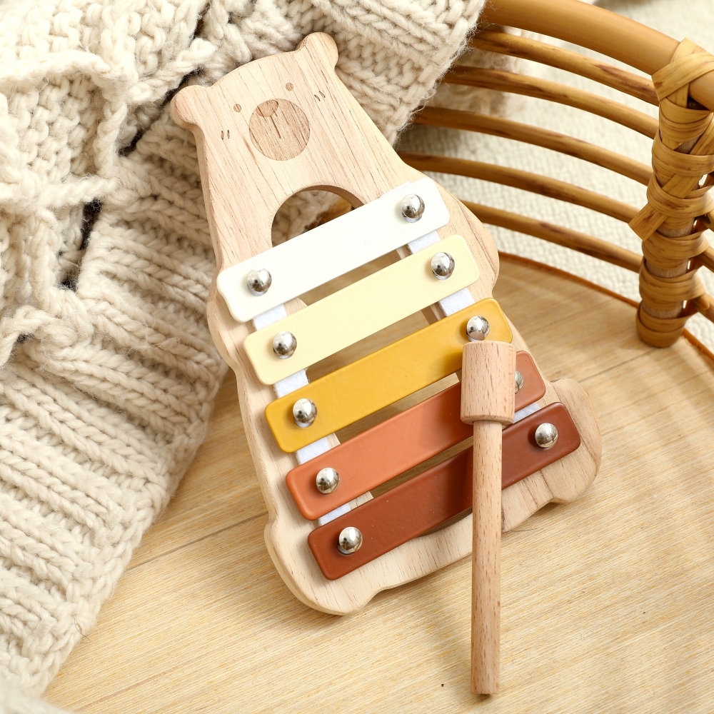 Montessori Wooden Multicolor Xylophone Soft pastel colors Musical Toy for Baby Sound Stimulation Early Learning for Toddler