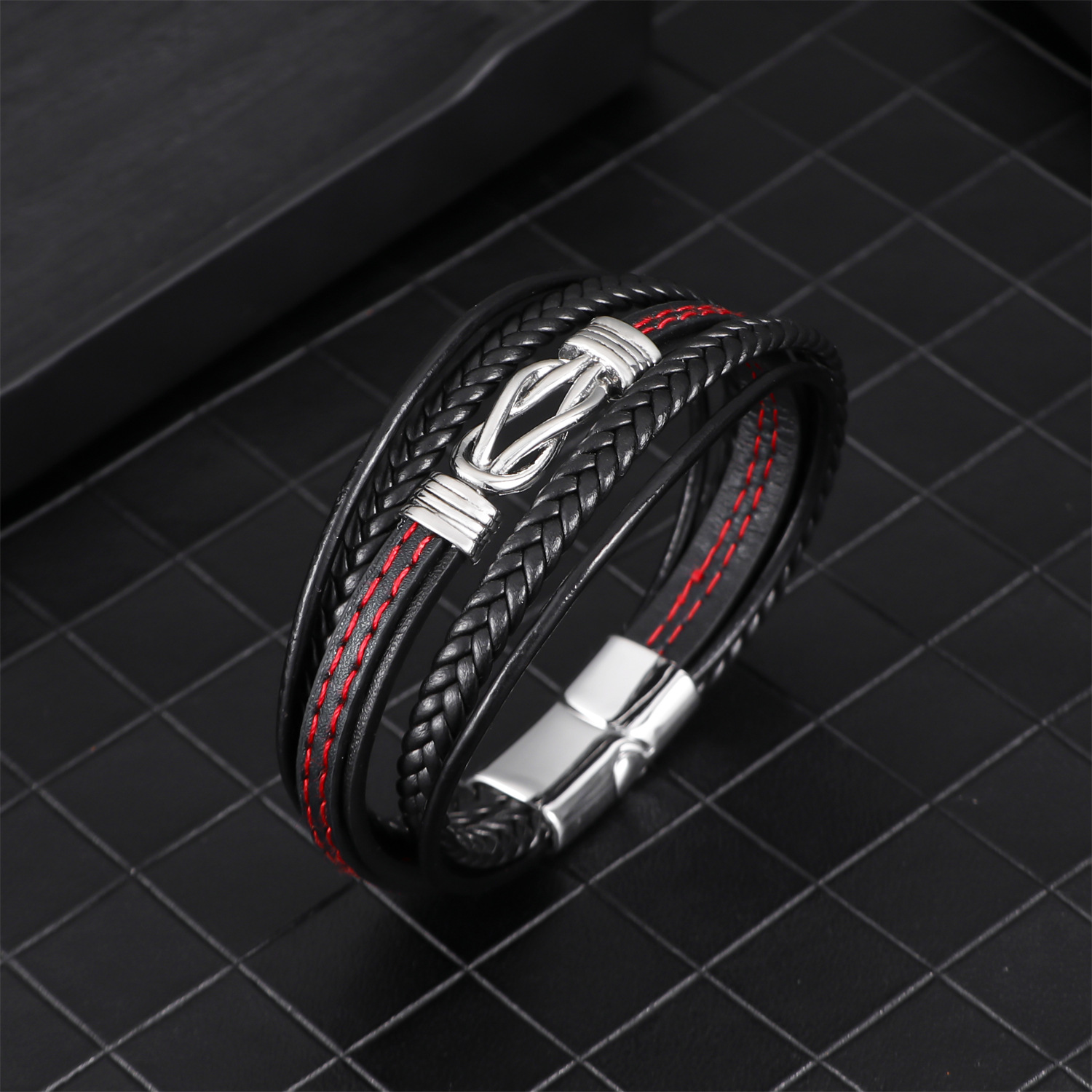 New Design Wireless Symbol Leather Bracelet Men's Personalized Retro Multi-layer Genuine Leather Bracelet for Men and Women