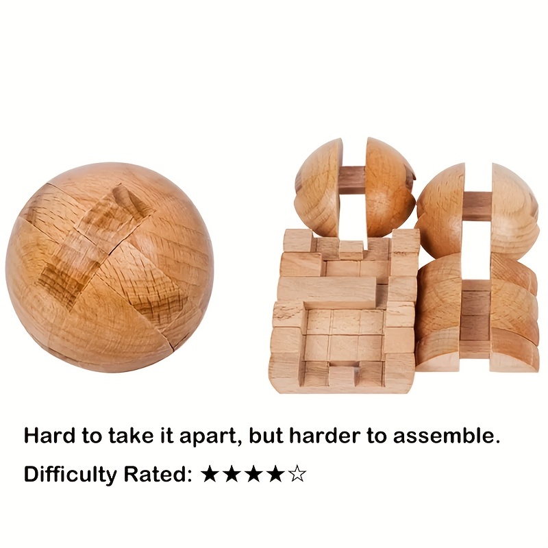 Unlock Your Mind with This Classic Wooden Puzzle Wooden Kongming Lock Brain Teaser Magic Ball Brain Teaser Toy,Intelligence Game