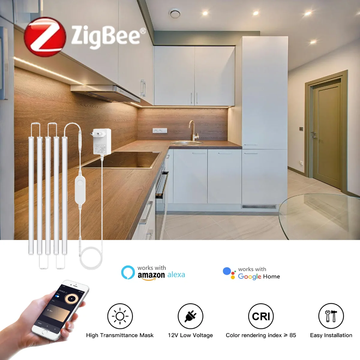 1-5PCS Tandem Connection Smart Zigbee TUYA LED Bar Light Work With Zigbee Hub Gateway Alexa Home APP Voice Control lightify