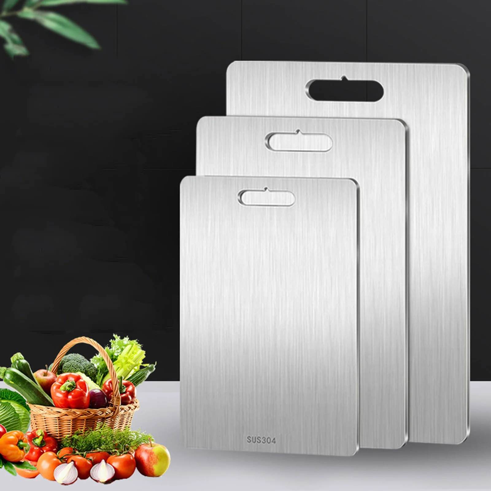 Stainless Steel Chopping Board for Kitchen (304 Food Grade Steel) | Multipurpose Vegetable, Meat, Fruits, Cheese Cutting Board | Heavy-Duty & Durable