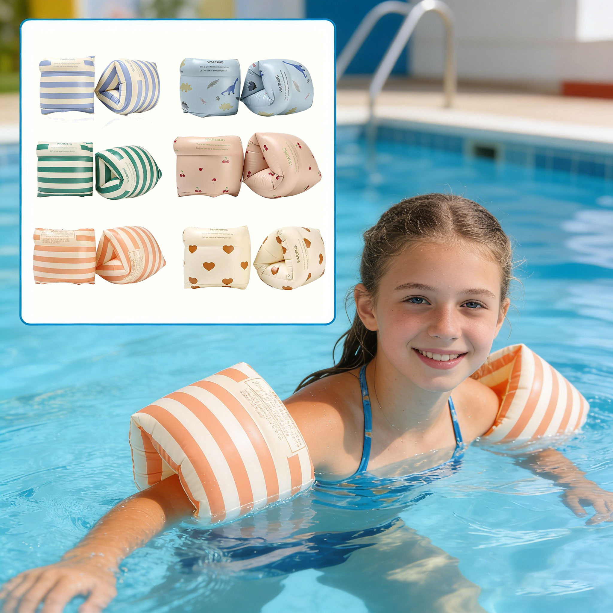 1 Pair Universal Arm Floaties for All Ages Inflatable PVC Swim Arm Bands Pool Floats for Summer Beach Pool Party Favors