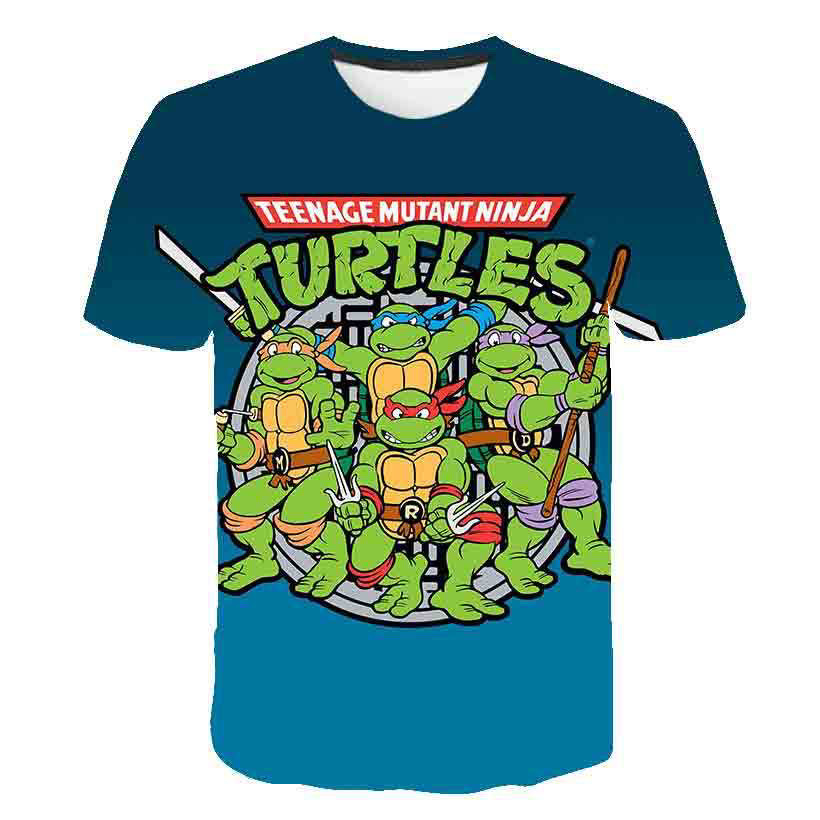2026 Funny Ninja Turtle T-shirt Unisex 3D Cartoon Print T-shirt Perfect for Male and Female Children's Anime Enthusiasts