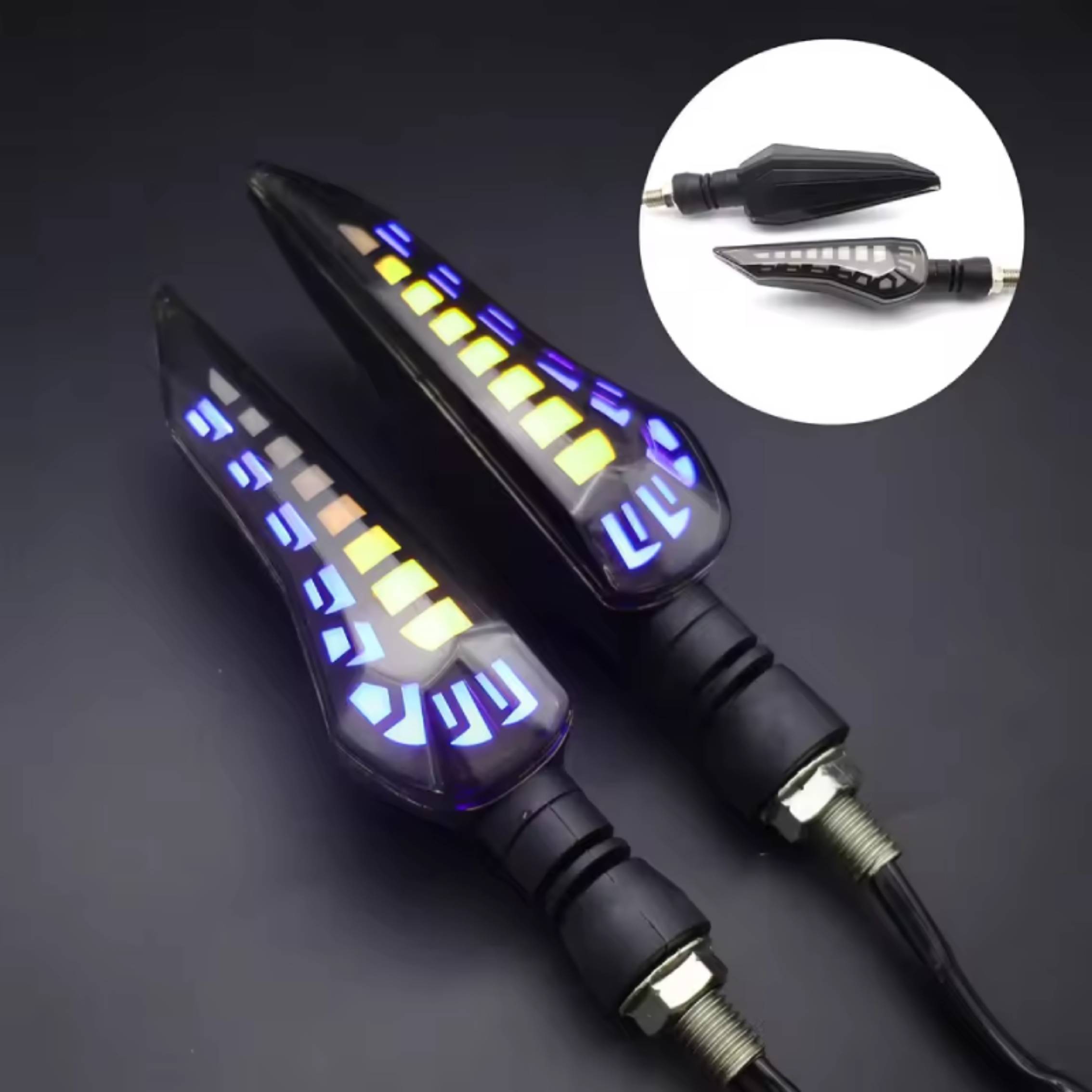 A Pair For Yamaha Honda Suzuki Universal Motorcycle LED Turn Signal Light ABS Flowing Indicator Lamp Running Blinker Brake Light