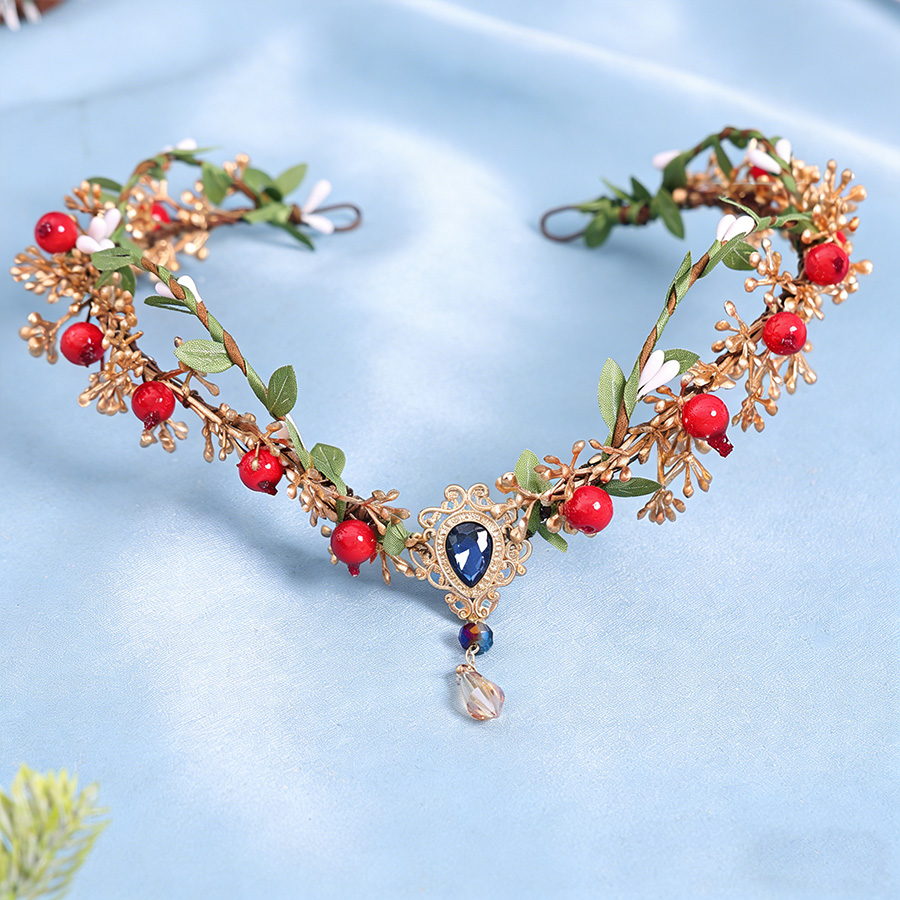 1pc Boho Vine Berry & Gem Forehead Headband, Elf Vintage Style, Ideal for Elf Cosplay, Halloween, Photoshoot & Wedding