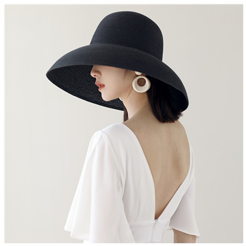 2026 New Summer Hepburn Style Vintage Design Big Eaves Straw Hat Women Girls Solid Color Beach Holiday Big Sun Gorra