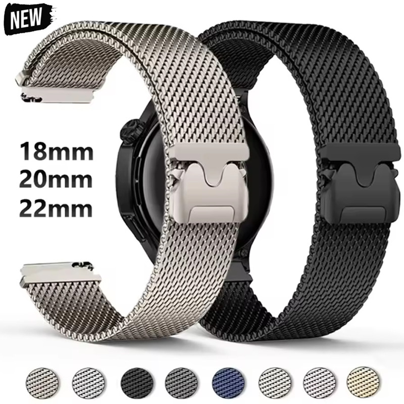 18/20/22mm Milanese Loop Strap For Watch GT6Pro 5 4 GT5Pro 46mm Metal Parachute Buckle For Watch 7 6 4 4