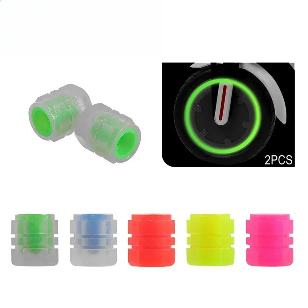 2/4pcs Luminous Valve Caps Fluorescent Night Glowing Bicycle Electric Scooter Wheel Tyre Hub Luminous Valve Stem Caps Decors