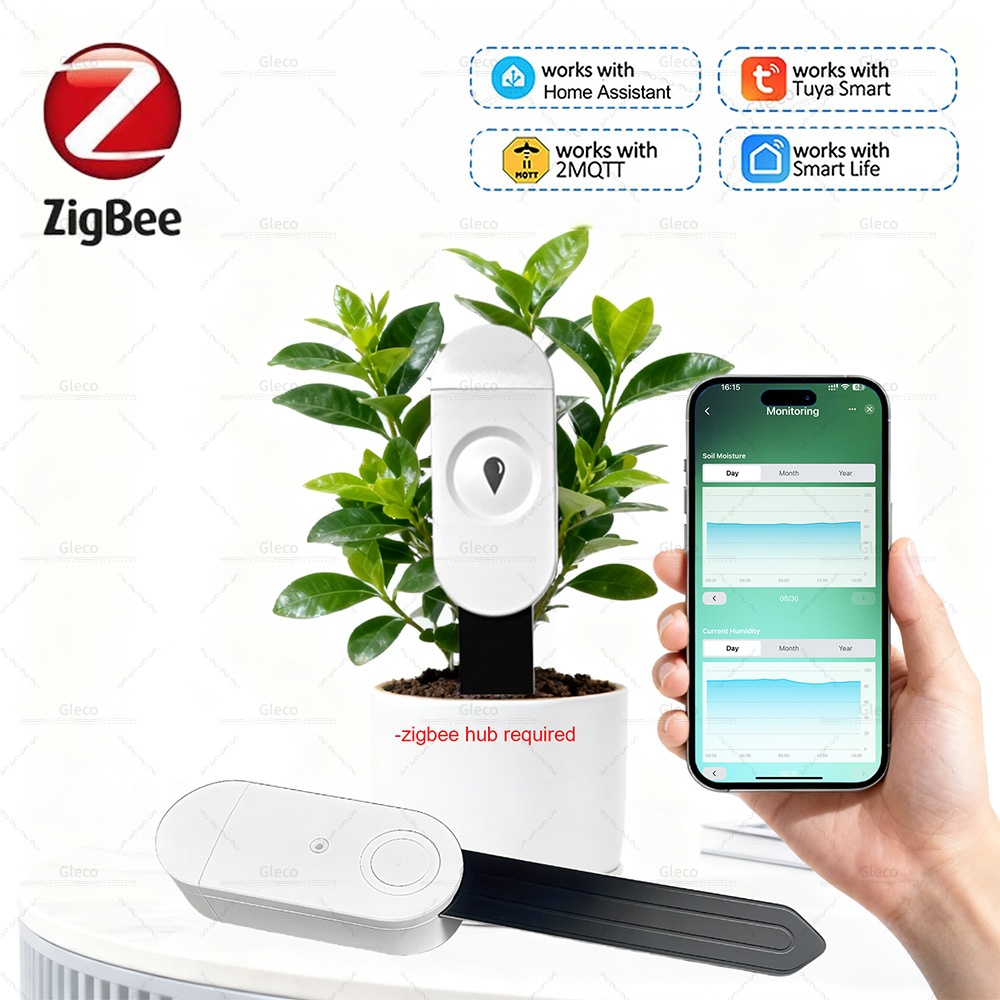 Zigbee Soil Moisture Tester Meter Tuya Smart Life Hygrometer Temperature Soil Fertility Sensor For Z2M Automation Irrigation