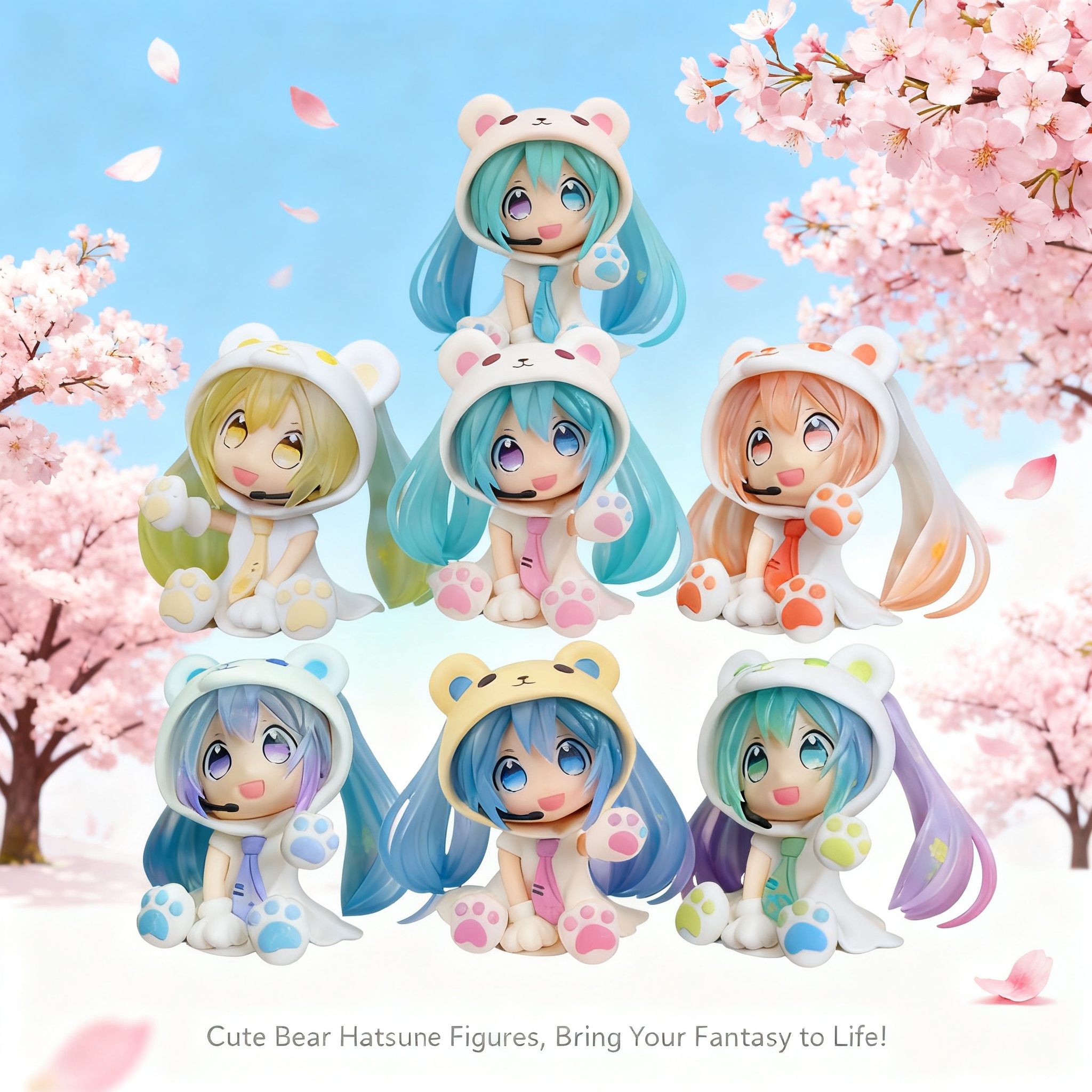 Miku Hatsune Q Version Bear Miku Figure Cute Creative Car Decor Car Ornament Desktop Display Anime Collectible Boxed