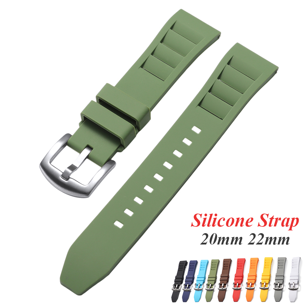 20mm 22mm Soft Silicone Watchband Sport Bracelet for Waterproof Diving Quick Release Watch Strap Universal Bands