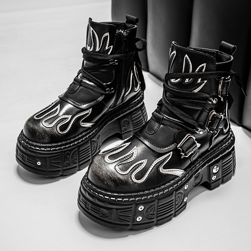 Men's boots four seasons thick-soled high-top boots fashion Joker plus size tide boots anti-slip comfort youth casual work boots