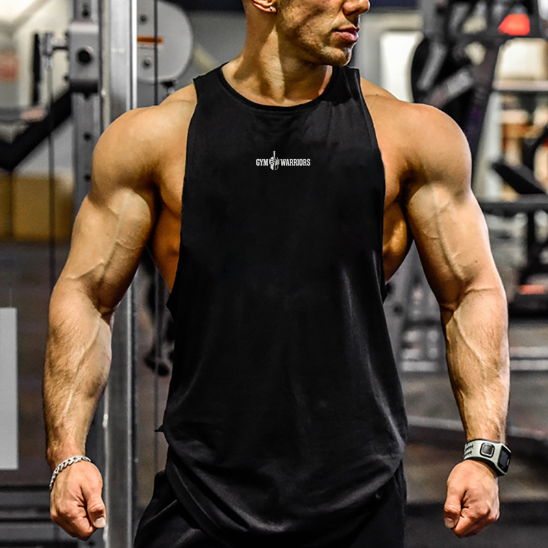 Summer Running Vests Mens Bodybuilding Tank Tops Gym Workout Fitness Cotton Sleeveless Shirts Stringer Singlet Sports Clothing