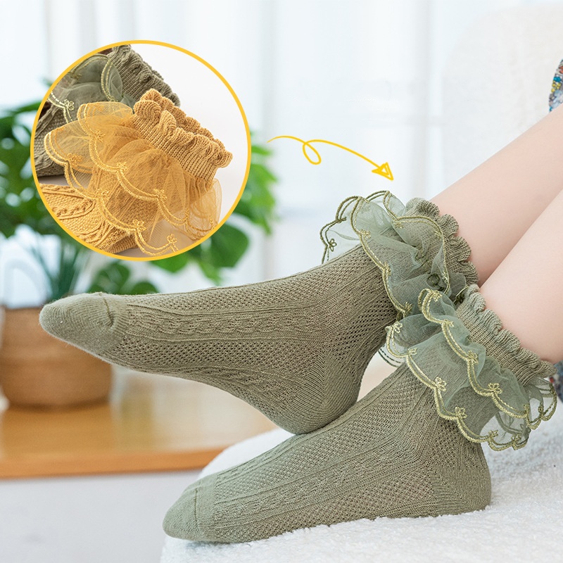 1/3Pairs Spring Autumn Kids Lace Tutu Socks For Girls Baby Cotton Princess Girls Socks Fashion Ruffled Teenagers Sock 1-15Years