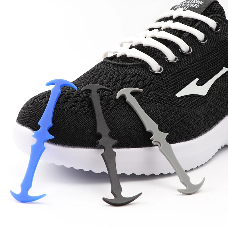 New 12Pcs Bat Shape Silicone Elastic Laces for Sneaker No Tie Shoelaces for Kids Sport Shoes Shoestring Accessories