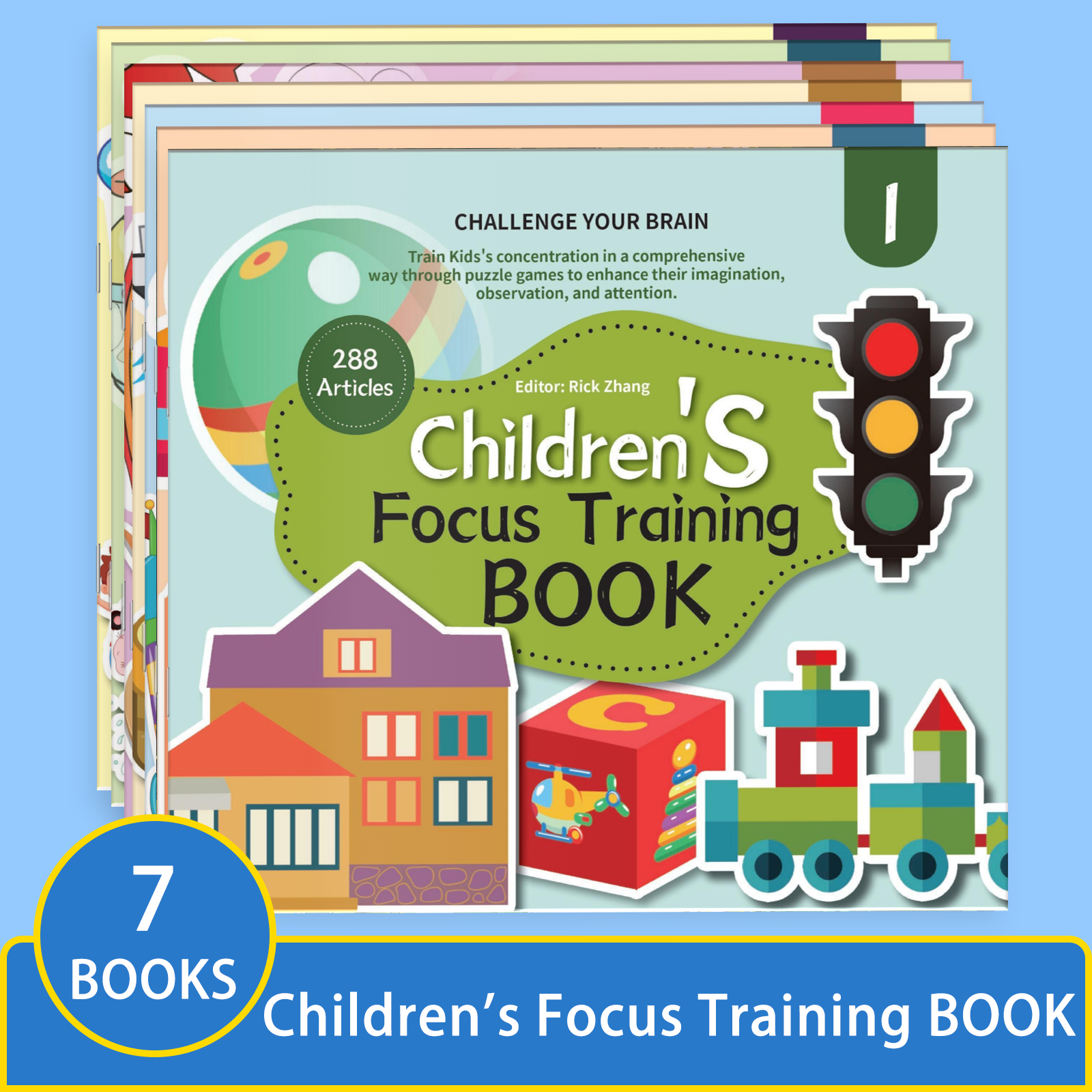 7PCS Children Focus Training Books Set - Attention & Concentration Activity Workbook for Early Learning Preschool Kids