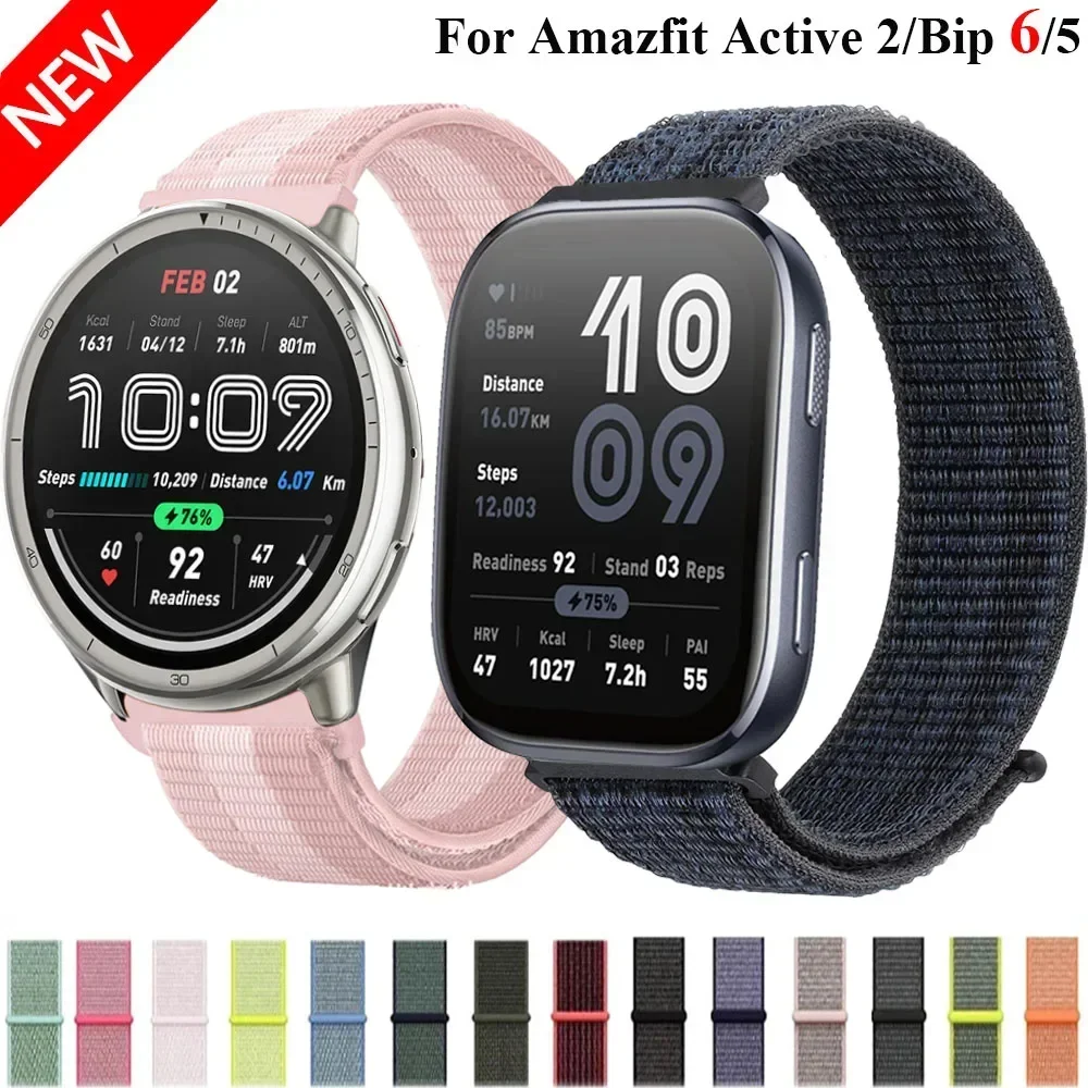 20mm 22mm Nylon Loop Strap for Active 2 GTS 4/3/2 Mini Sports Bracelet Wristband Bip 6/5 Balance GTR 4/3 Correa