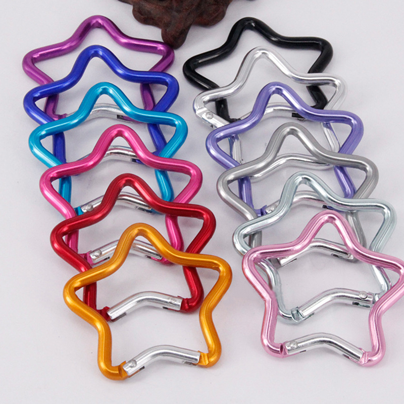 1PC Aluminum Alloy Outdoor Star Shaped Spring Locking Carabiner Clip Keychains For Backpack Camping Hiking Traveling