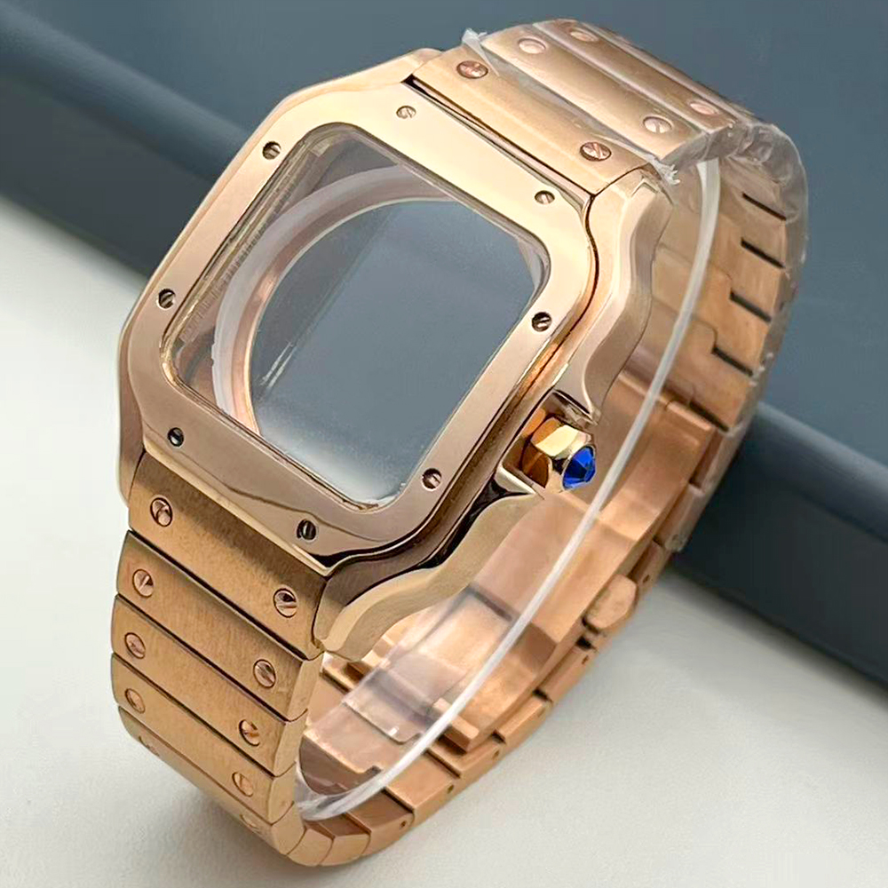 38mm multi-color polished square case made of 316L stainless steel bracelet is suitable for NH35/34/36 movement watch accessorie