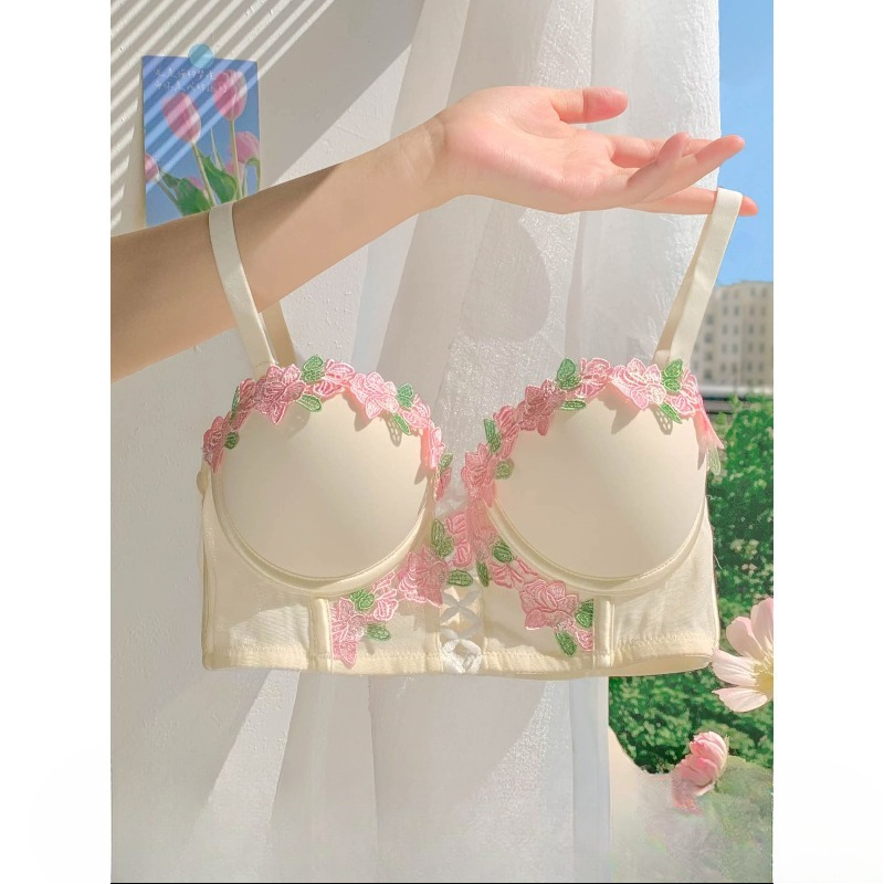 Japanese Style Cute Bra Set Push Up Small Chest Gathered to Look Bigger Women Summer Thin Lightweight Lingerie Set S-XL