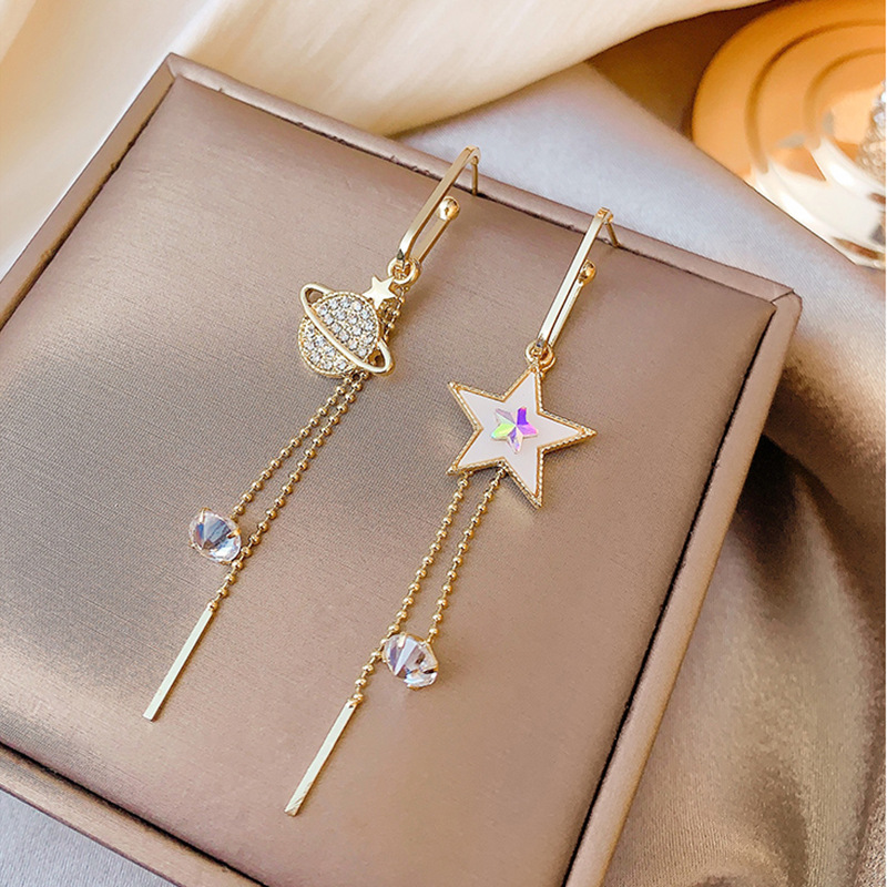 1 Pair Pentagram Earth Tassel Asymmetrical Earrings Long Earrings Women's Girls' Perfect Earrings Elegant Accessories pen gpt