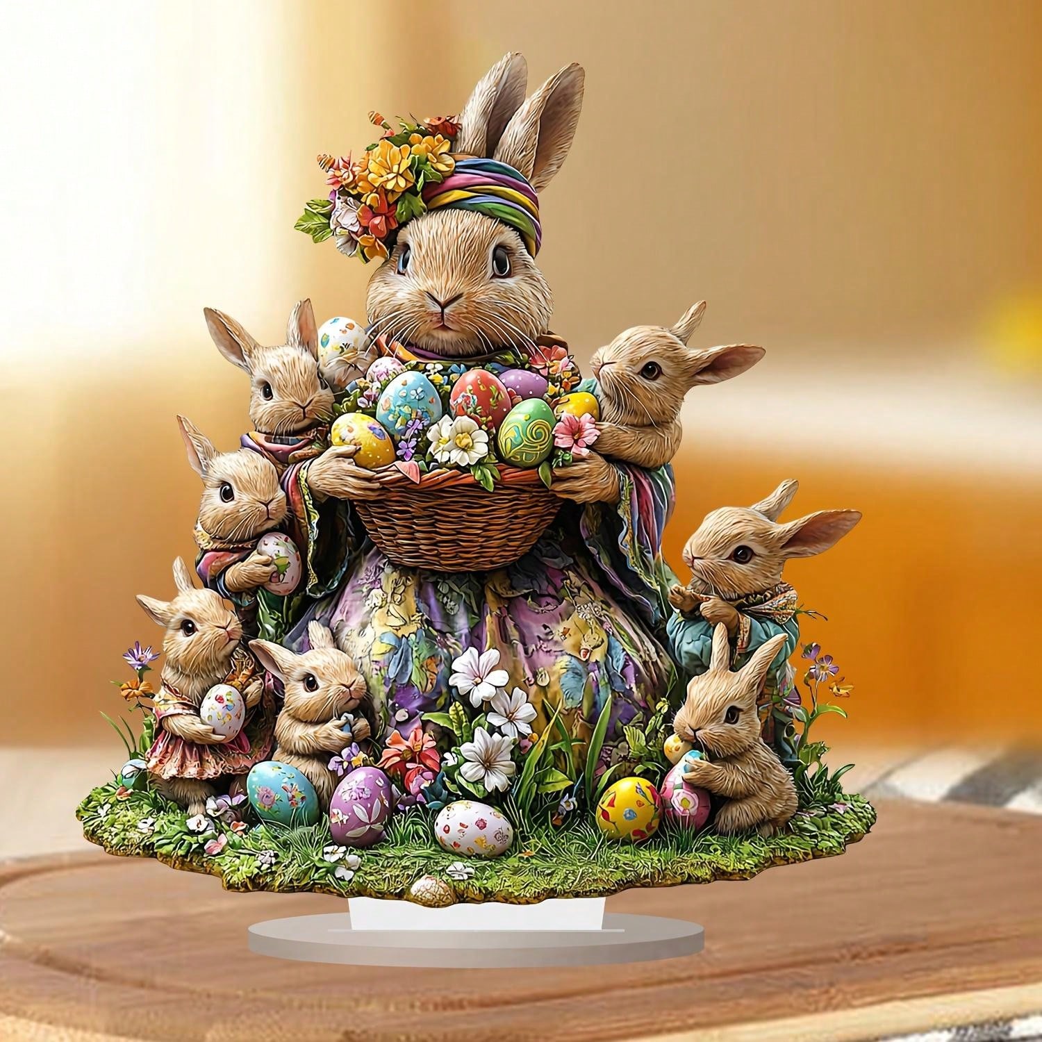 1PCS Rabbit and Rabbit House Desktop Decoration Small Sculpture Ideal Home Decoration Office Decoration Festival Party Decora