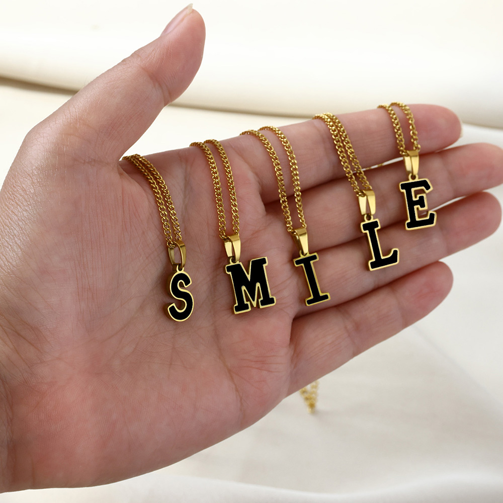 26 Gold Color Initial Letter Pendant for DIY Necklace Charm A-Z Stainless Steel Personalized Dainty Cute Fashion Jewelry