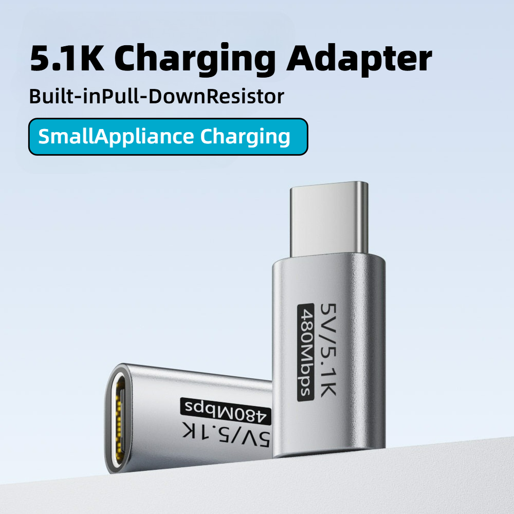 5V 5.1k Resistor Charging Adapter USB C Male To USB C Female Adapter for Shaver Trimmer Headphone Fan Electric Screwdriver