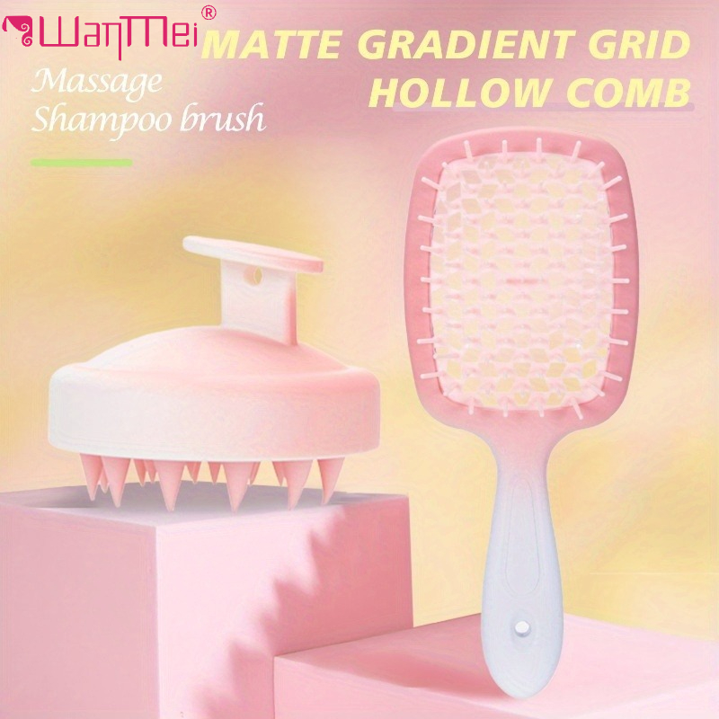 WANMEI 2pcs Scalp Massage Comb Hollow Out Comb Shampoo Massage Brush For Bath Hair Washing Spray Bottle Salon Hairdressing Tools