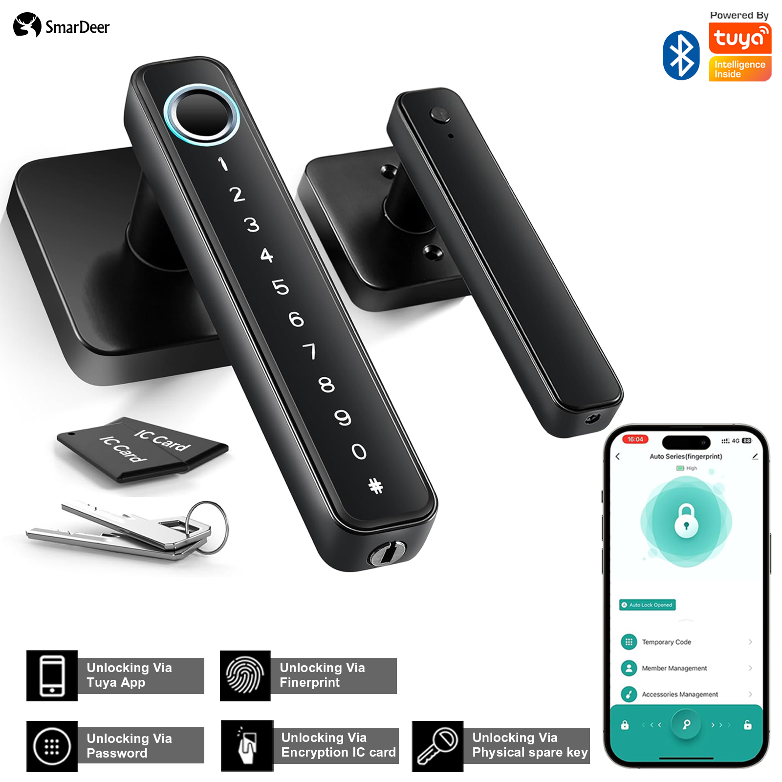 SmarDeer Electronic lock for Tuya Smart Lock Bluetooth Fingerprint Lock SmartLife Home Automation System Supports Hotel Office