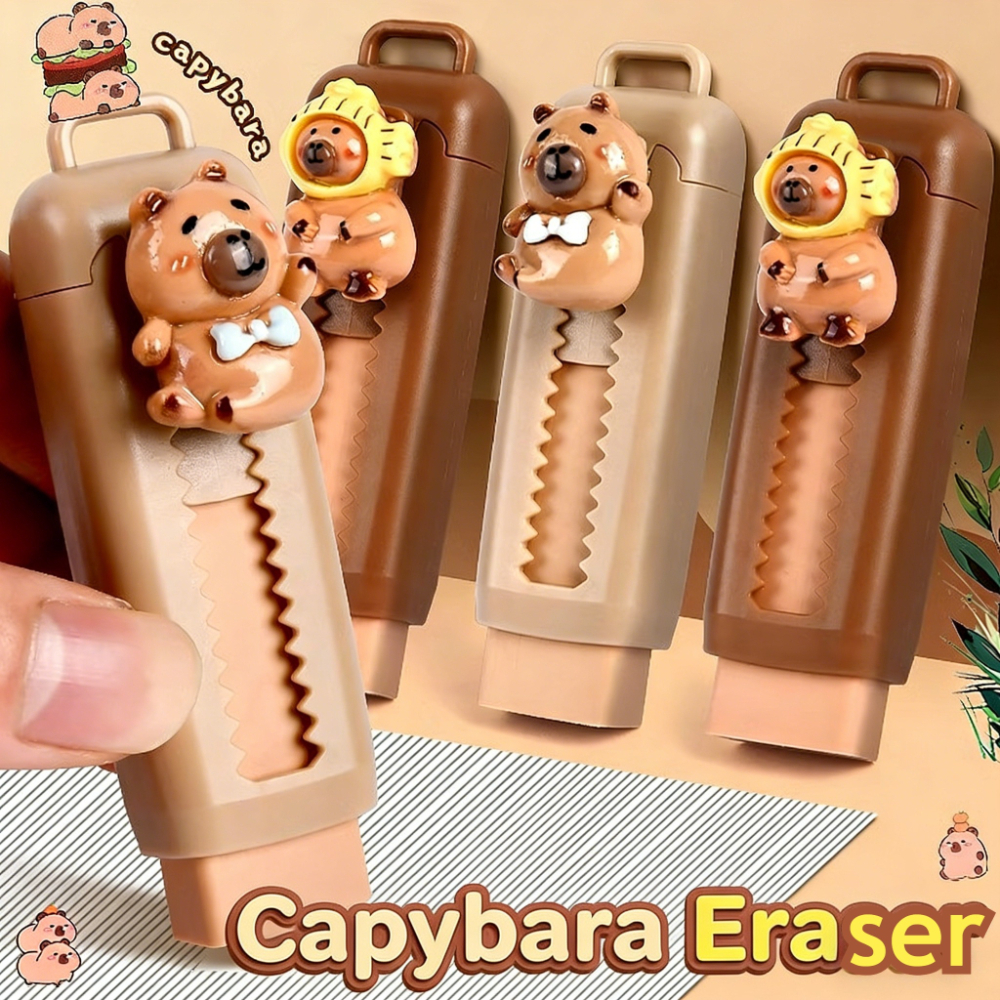 1PC Kawaii Capybara Retractable Eraser Cute Cartoon Push-Pull Eraser Back to School Stationery for Kids School Supplies