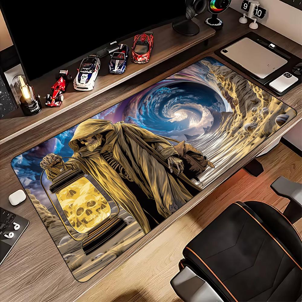 Fantasy Skeleton Death God Mouse Pad Desk Mat Gaming mat gamer pc accessories anti-slip Extended mouse pads magic playmat