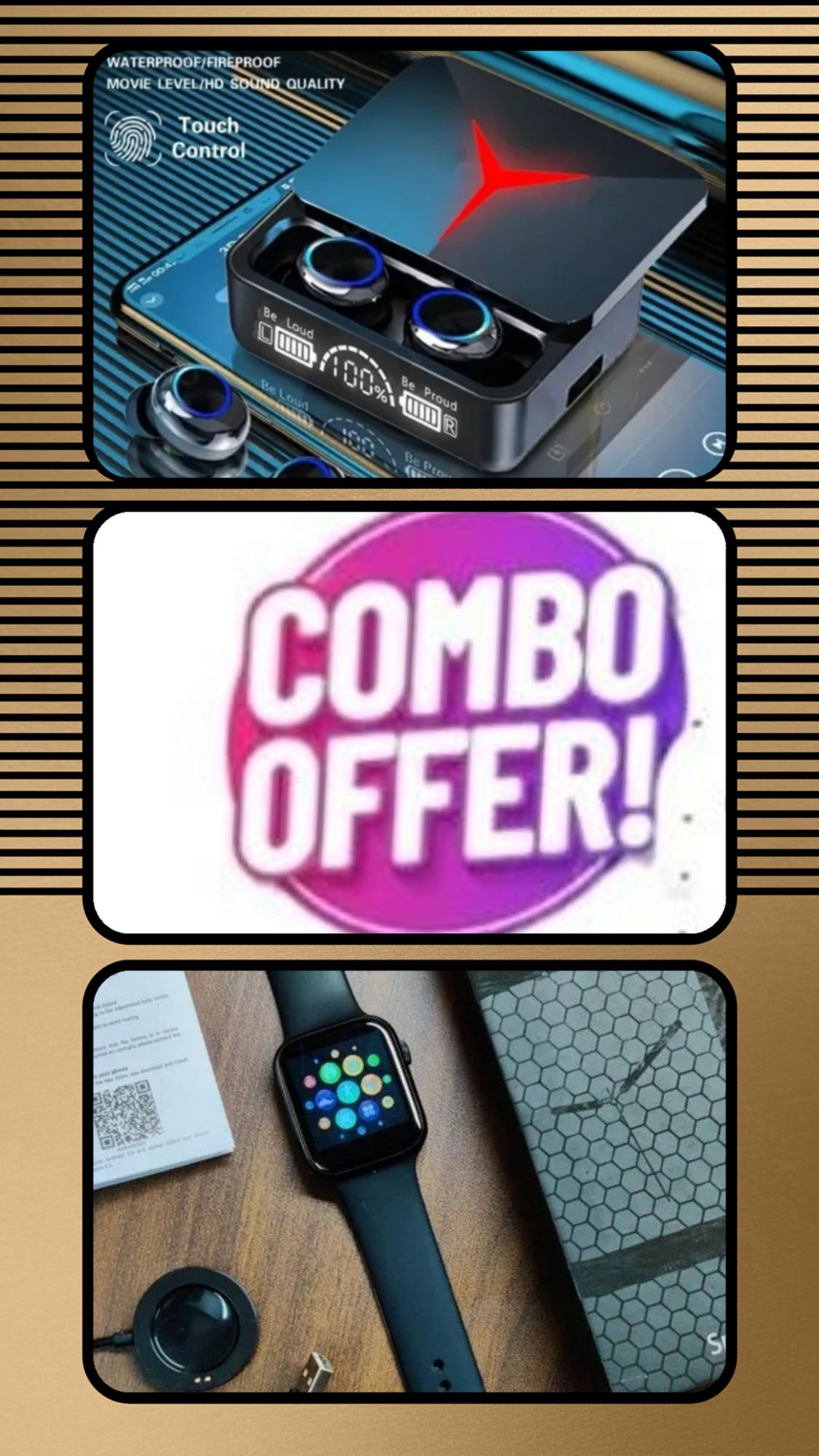 Combo M90 Pro Wireless Bluetooth Earbuds with X7/T500/S8 Pro Smart Watch Ultra For Men/women