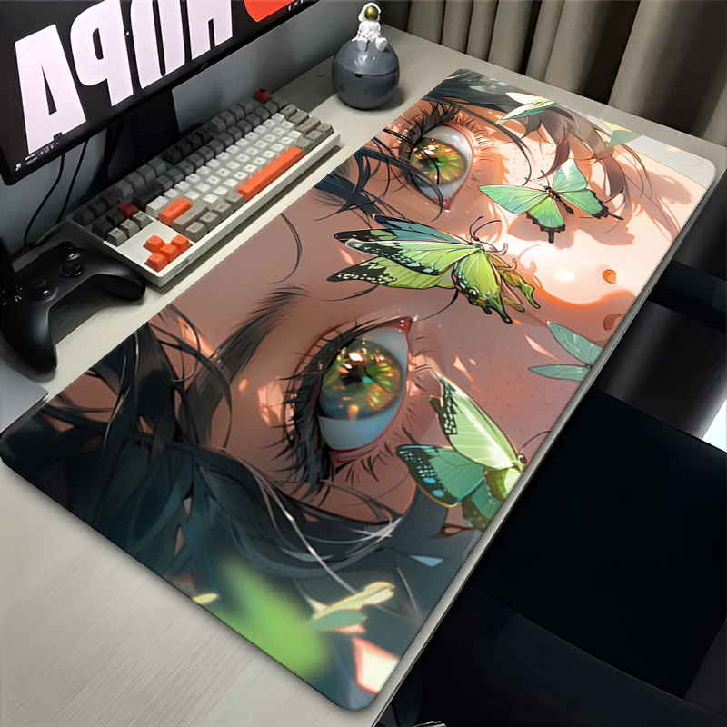 Anime Girl Mousepad Non-Slip Mouse Pad Beautiful eyes Mousepad Laptop Mousepad Anime wallpaper Mousepad Computer Desk Mat