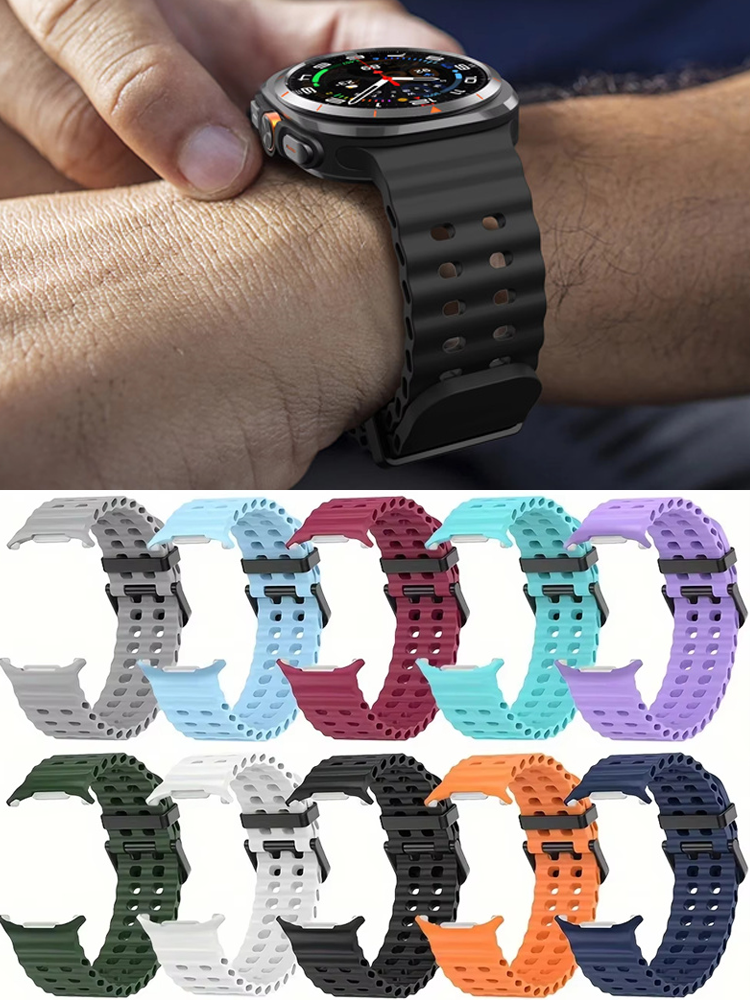 Official Band For Watch Ultra 47mm silicone Bracelet NO Gaps Ocean Watchband aquatics Watch 7 47mm Sport Strap