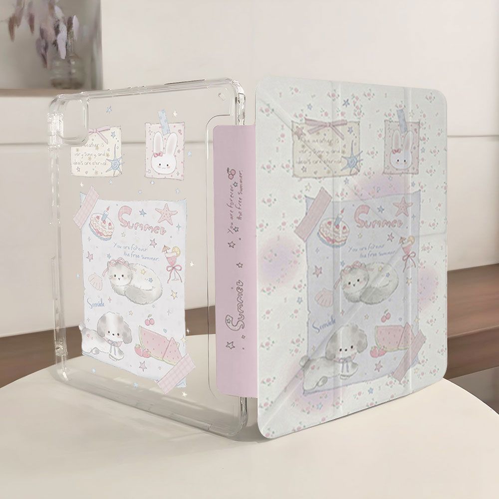 Korean Cute Vinyl Record Cat For iPad Pro Air 13 11 M5 M4 M3 M2 2 1 11th A16 12.9" 10 9 8 7 6 5 Th Mini 7 6 5 4 7.9" Case